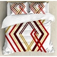 thumbnail image 1 of Ambesonne Modern Duvet Cover Set, Diamond Like Border Line, 2-Calking, Caramel Brown, 1 of 7