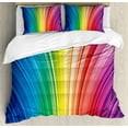 thumbnail image 1 of Ambesonne Modern Duvet Cover Set, Psychedelic Stripes, 2-Calking, Magenta Blue, 1 of 3