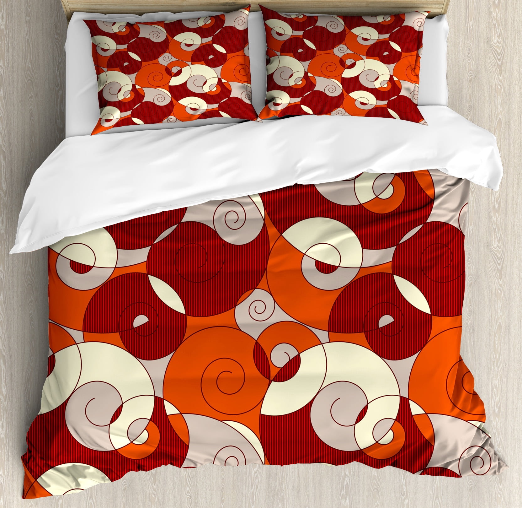 Ruby Invory Compon Ambesonne Modern Duvet Cover Set, Spiral Abstract Stripes, 2-Calking ...