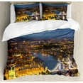 thumbnail image 1 of Ambesonne Modern Duvet Cover Set, Sunset at London City, 2-Calking, Yellow Bluegrey, 1 of 7