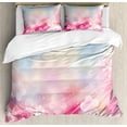 thumbnail image 1 of Ambesonne Modern Duvet Cover Sets, Blossoms Flowers Buds, 2-King, Fuchsia White, 1 of 7