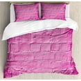 thumbnail image 1 of Ambesonne Modern Duvet Cover Sets, Brick Wall Scene Backdrop, 2-King, Magenta, 1 of 7