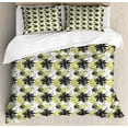 thumbnail image 1 of Ambesonne Modern Duvet Cover Sets, Flourishing Flowers Art, 2-King, Grey Black Pale Green, 1 of 7