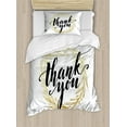 thumbnail image 1 of Ambesonne Modern Duvet Cover Sets, Thank You Words Leaves, 2-Twin, Yellow and Black, 1 of 4