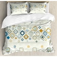 thumbnail image 1 of Ambesonne Modern Duvet Cover Sets, Vector Geometric Shapes, 2-King, Cream Marigold Pale Blue, 1 of 2