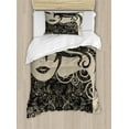 thumbnail image 1 of Ambesonne Modern Duvet Cover Sets, Woman with Cool Posing, 2-Twin, Dark Taupe and Tan, 1 of 4