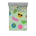 thumbnail image 1 of Ambesonne Modern Emoji Fitted Sheet & Pillow Sham Set, Feather Leaf Earth, King, Pale Green Pink Blue, 1 of 2
