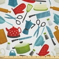 thumbnail image 1 of Ambesonne Modern Fabric by the Yard Microfiber, Glove Kettle Coffee Artwork, 1 Yard, Dark Turquoise and Lime Green, 1 of 2