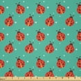 thumbnail image 1 of Ambesonne Modern Fabric by the Yard Microfiber, Ladybugs Tiny Stars, 10 Yards, Teal Red Black, 1 of 2