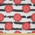 thumbnail image 1 of Ambesonne Modern Fabric by the Yard Microfiber, Splash Flowers on Stripes, 3 Yards, Coral Dark Grey and White, 1 of 2