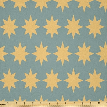 Ambesonne Modern Fabric by the Yard Microfiber, Starry Night, 2 Yards, Apricot Mustard