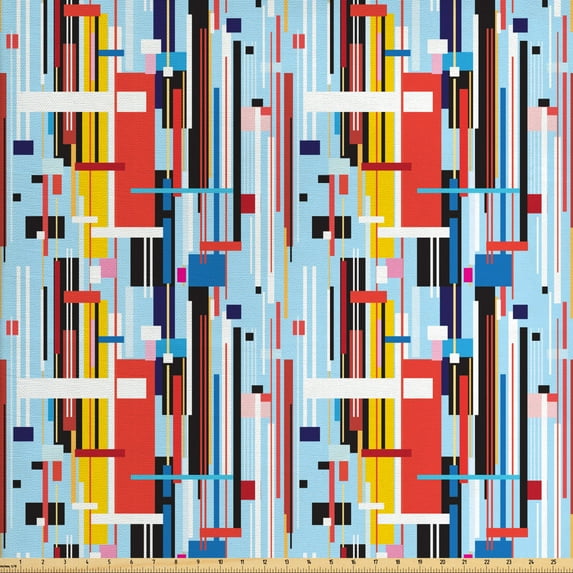 Ambesonne Modern Fabric by the Yard Upholstery, Colorful Digital Stripes, 10 Yards, Multicolor