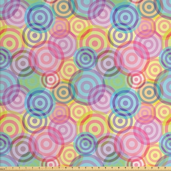 Ambesonne Modern Fabric by the Yard Upholstery, Geometric Circles Rounds, 10 Yards, Multicolor