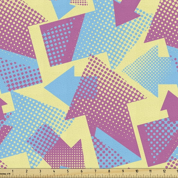 Ambesonne Modern Fabric by the Yard Upholstery, Halftone Direction Pointers, 3 Yards, Pink Sky Blue