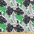 thumbnail image 1 of Ambesonne Modern Fabric by the Yard Upholstery, Vintage Jungle Leaves Art, 2 Yards, Green and Charcoal Grey, 1 of 5