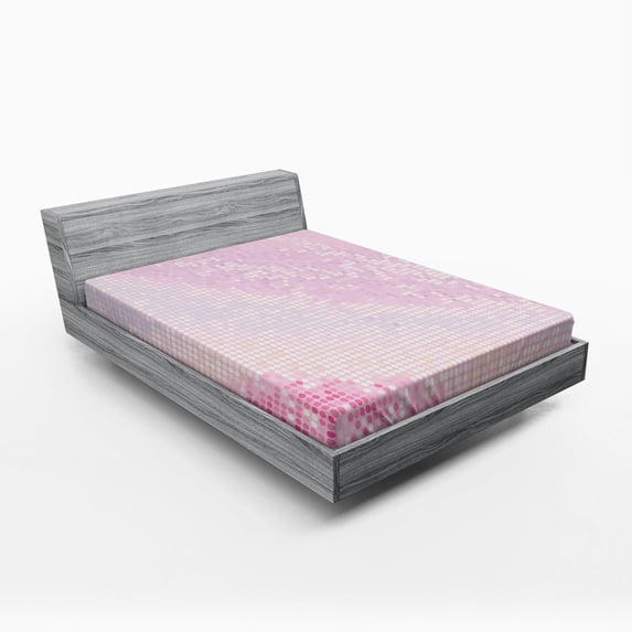 Ambesonne Modern Fitted Sheet, Abstract Disco Ball Pattern, Full Size, Pale Pink Pale Pink