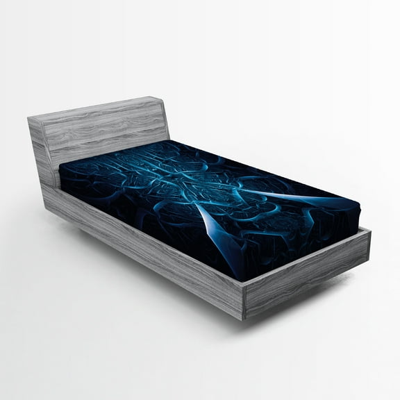 Ambesonne Modern Fitted Sheet, Abstract Spooky Effect, Twin XL Size, Blue