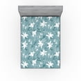 thumbnail image 1 of Ambesonne Modern Fitted Sheet, Brush Draw Floral Abstract, Queen Size, Cadet Blue and Grey Teal, 1 of 5
