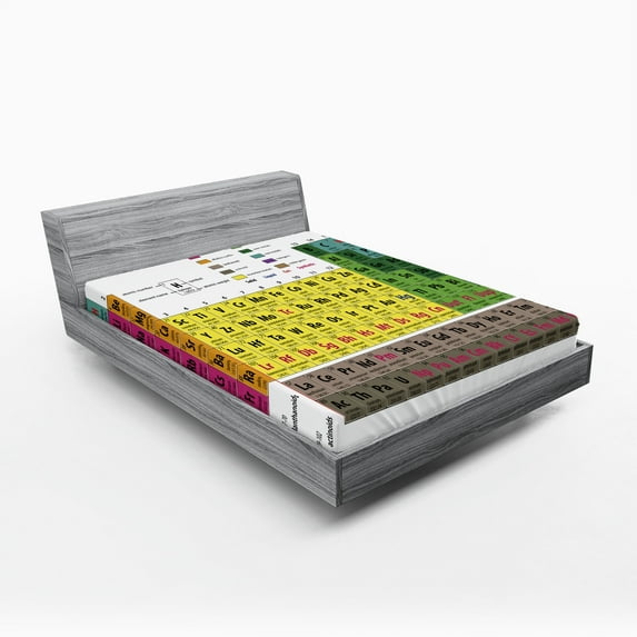 Ambesonne Modern Fitted Sheet, Chemistry Chart, Queen Size, Multicolor