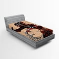 thumbnail image 1 of Ambesonne Modern Fitted Sheet, Circle with Women Image, Twin Size, Sand Brown Seal Brown, 1 of 2