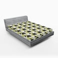 thumbnail image 1 of Ambesonne Modern Fitted Sheet, Flourishing Flowers Art, Full Size, Grey Black Pale Green, 1 of 3