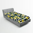 thumbnail image 1 of Ambesonne Modern Fitted Sheet, Fresh Lemons Striped, Twin Size, Hunter Green Indigo, 1 of 3
