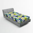 thumbnail image 1 of Ambesonne Modern Fitted Sheet, Geometric Retro Theme, Twin Size, Blue Yellow and Black, 1 of 2