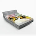 thumbnail image 1 of Ambesonne Modern Fitted Sheet, Girl and Cat in Bath, Queen Size, Multicolor, 1 of 3