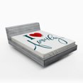 thumbnail image 1 of Ambesonne Modern Fitted Sheet, Love and Family Heart, Queen Size, Slate Blue Red White, 1 of 2