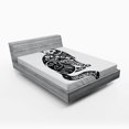 thumbnail image 1 of Ambesonne Modern Fitted Sheet, Magic Skull Cat Drawing, Queen Size, Black and White, 1 of 2