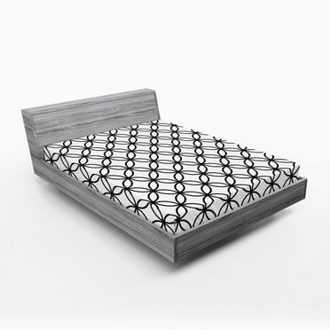 Ambesonne Modern Fitted Sheet, Minimal Pattern, Full Size, Black White