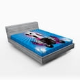 thumbnail image 1 of Ambesonne Modern Fitted Sheet, Music Elements Graffiti, Queen Size, Blue Fuchsia and Dust, 1 of 2