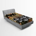 thumbnail image 1 of Ambesonne Modern Fitted Sheet, Palm Trees Music Party, Twin XL Size, Hunter Green Black, 1 of 2