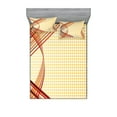 thumbnail image 1 of Ambesonne Modern Fitted Sheet & Pillow Sham Set, Abstract Curvy Stripes, Queen, Multicolor, 1 of 2