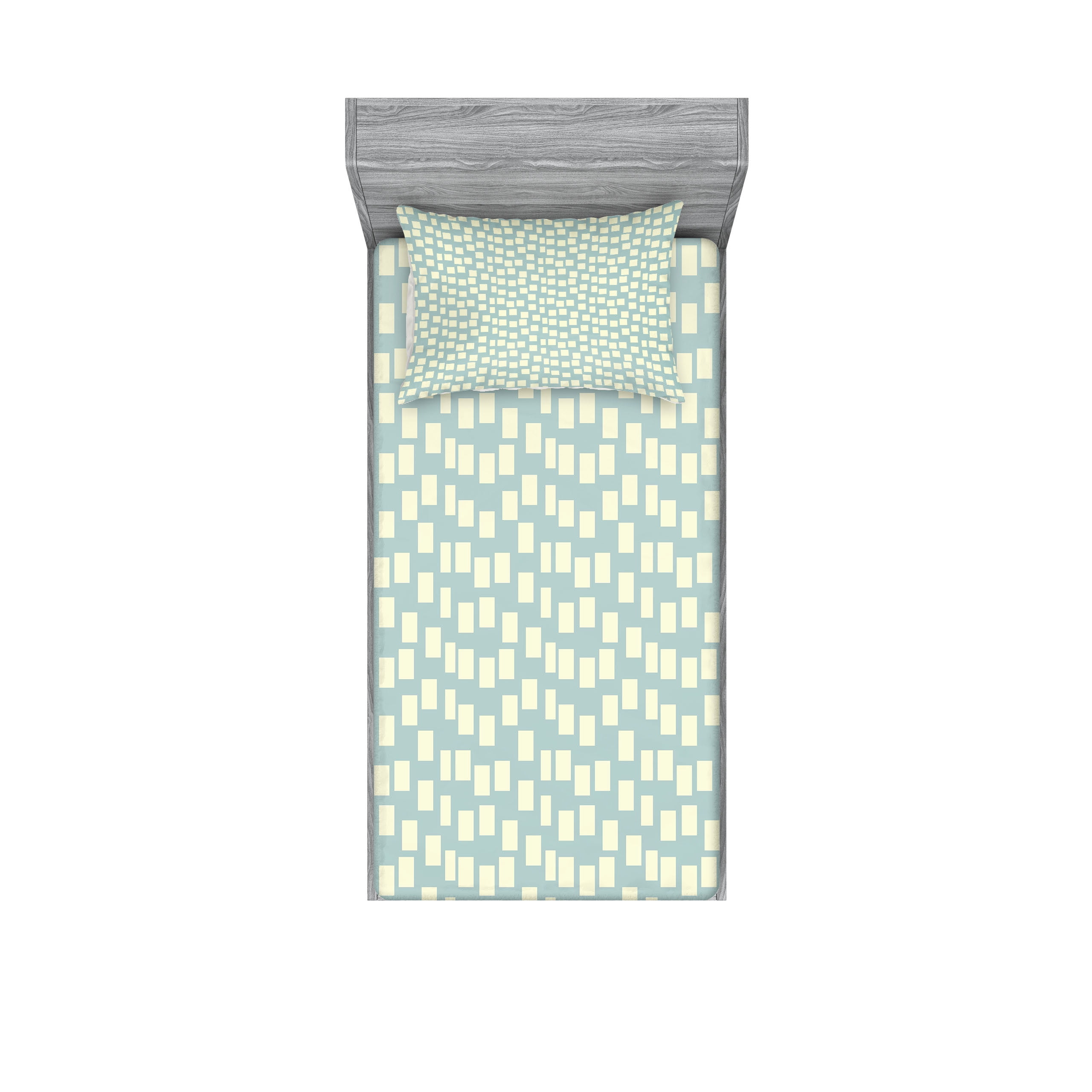 Twin XL White Geometric Print Microfiber Sheet Set