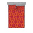 thumbnail image 1 of Ambesonne Modern Fitted Sheet & Pillow Sham Set, Bold Line Flowers, Queen, Scarlet and Maroon, 1 of 2