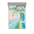 thumbnail image 1 of Ambesonne Modern Fitted Sheet & Pillow Sham Set, Cartoon Like Waves, Full, Multicolor, 1 of 3