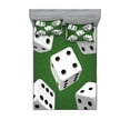 thumbnail image 1 of Ambesonne Modern Fitted Sheet & Pillow Sham Set, Casino Rolling Dice Set, Full, Charcoal Grey Fern Green, 1 of 2
