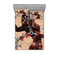thumbnail image 1 of Ambesonne Modern Fitted Sheet & Pillow Sham Set, Circle with Women Image, Full, Sand Brown Seal Brown, 1 of 2