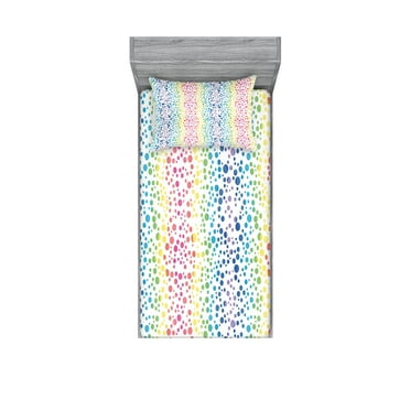 Ambesonne Modern Fitted Sheet & Pillow Sham Set, Circles in Wavy Shape, Twinxl, Multicolor