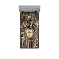 thumbnail image 1 of Ambesonne Modern Fitted Sheet & Pillow Sham Set, Coffee Time Grunge Back, Twinxl, Umber Cream Cocoa, 1 of 2