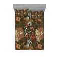 thumbnail image 1 of Ambesonne Modern Fitted Sheet & Pillow Sham Set, European Coffee Culture, Calking, Caramel Brown Redwood, 1 of 2