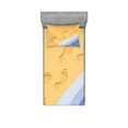 thumbnail image 1 of Ambesonne Modern Fitted Sheet & Pillow Sham Set, Footprints Sand Seaside, Twin, Pale Blue Apricot, 1 of 2