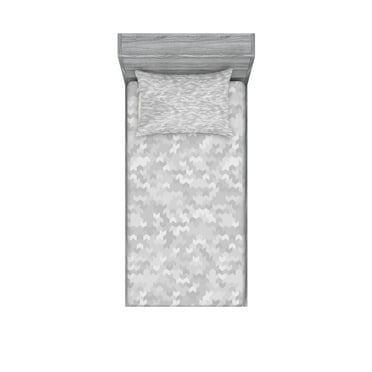 Ambesonne Modern Fitted Sheet & Pillow Sham Set, Game Like Pattern, Twinxl, White