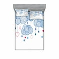 thumbnail image 1 of Ambesonne Modern Fitted Sheet & Pillow Sham Set, Hand Drawn Clouds, Full, Violet Blue Magenta, 1 of 2