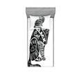 thumbnail image 1 of Ambesonne Modern Fitted Sheet & Pillow Sham Set, Magic Skull Cat Drawing, Twinxl, Black and White, 1 of 2