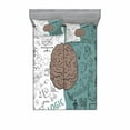 thumbnail image 1 of Ambesonne Modern Fitted Sheet & Pillow Sham Set, Music Logic Brain Art, Full, White Teal Umber, 1 of 2
