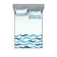 thumbnail image 1 of Ambesonne Modern Fitted Sheet & Pillow Sham Set, Ocean Life Sea Waves, Full, Turquoise Navy Blue, 1 of 3