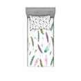 thumbnail image 1 of Ambesonne Modern Fitted Sheet & Pillow Sham Set, Pastel Colored Feathers, Twin, Multicolor, 1 of 2