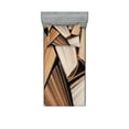 thumbnail image 1 of Ambesonne Modern Fitted Sheet & Pillow Sham Set, Pile of Old Book Library, Twinxl, Brown Beige, 1 of 2